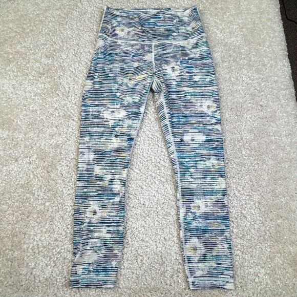 Lululemon Wunder Under Hi Rise Legging Blurry Belle Multi Stripe Blue - Picture 2 of 10